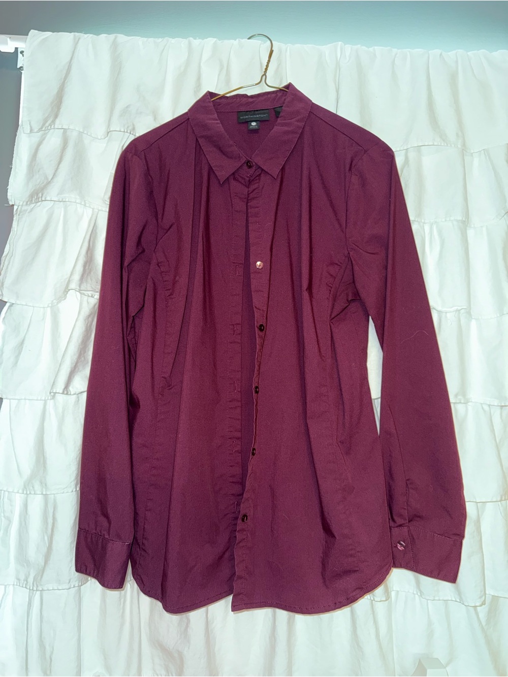 Worthington Button-Up Blouse in Plum